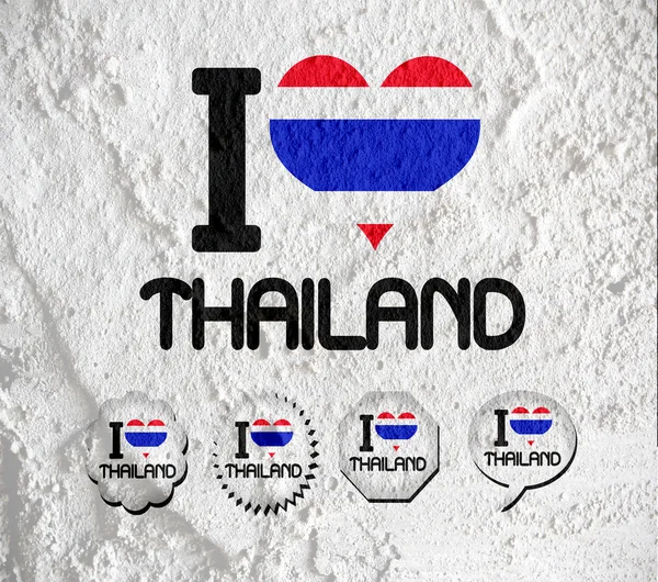 Liebe Thailand Flagge Zeichen Herz Symbol auf Zementwand Textur bac — Stockfoto