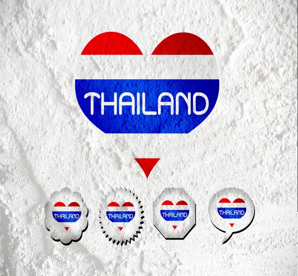 Liefde thailand vlag teken hartsymbool op cement muur textuur terug — Stockfoto