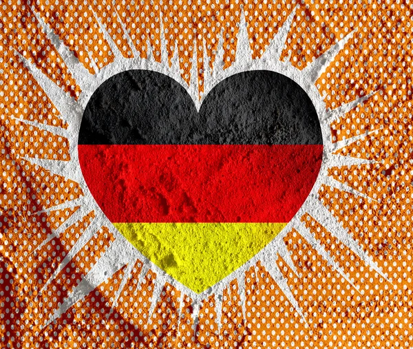 Love Germany flag sign heart symbol on Cement wall texture back — Stock Photo, Image