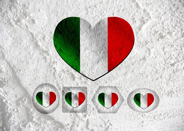 Love Italy flag sign heart symbol on Cement wall texture backgro — Stock Photo, Image