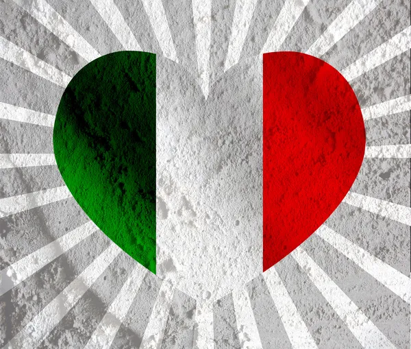 Love Italy flag sign heart symbol on Cement wall texture backgro — Stock Photo, Image