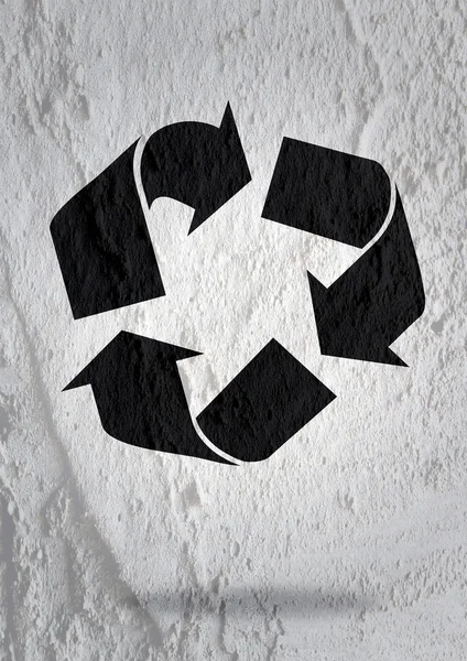 Återvinna symbol på väggen textur bakgrundsdesign — Stockfoto