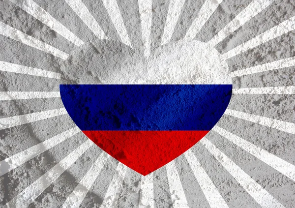 Liefde Rusland vlag teken hartsymbool op cement muur textuur backg — Stockfoto