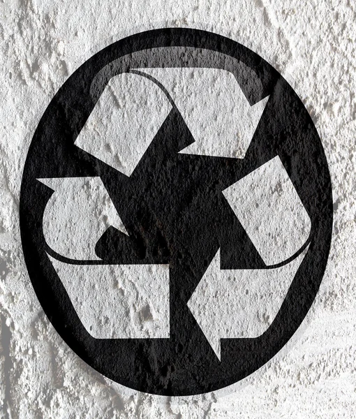 Recykling symbol tekstura tło ścian — Zdjęcie stockowe