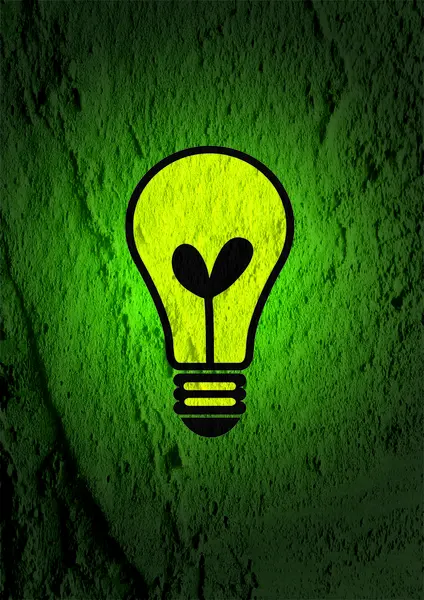 Idea Light bulb icon on wall texture background design — Stock Photo, Image