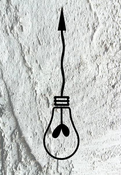 Idea Icona della lampadina sulla trama della parete disegno di sfondo — Foto Stock