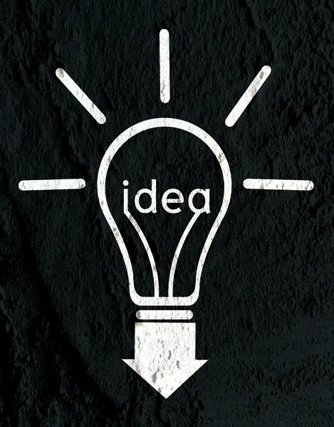 Idea Light bulb icon on wall texture background design — Stock Photo, Image