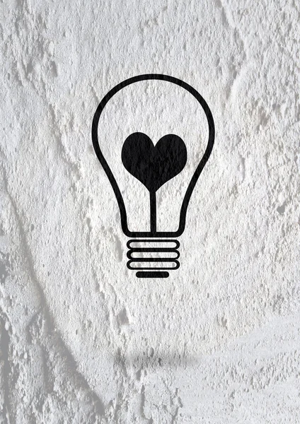 Idée Icône ampoule sur la texture du mur fond design — Photo