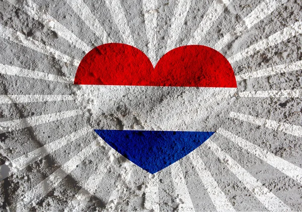 爱荷兰国旗的心符号上墙纹理酒泉 — 图库照片