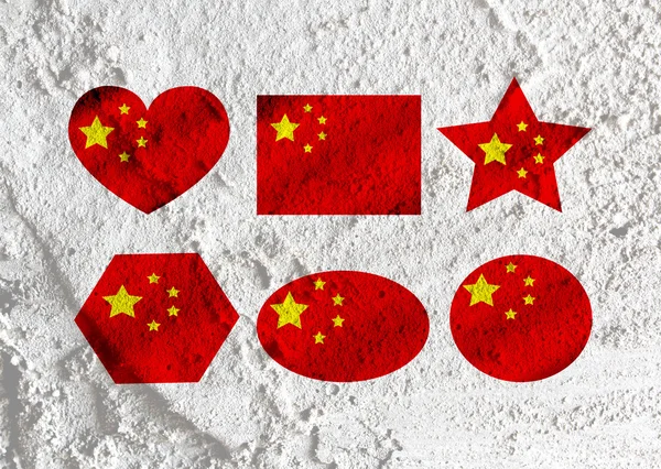 Liebe China Flagge Zeichen Herz Symbol auf Wand Textur Hintergrund des — Stockfoto