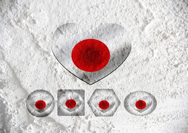 Amor Japón signo de la bandera símbolo del corazón en la pared de cemento textura backgro —  Fotos de Stock