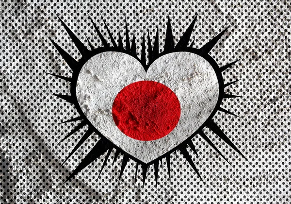 Amor Japón signo de la bandera símbolo del corazón en la pared de cemento textura backgro —  Fotos de Stock
