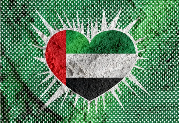 Love  United Arab Emirates flag sign heart symbol on Cement wal — Stock Photo, Image