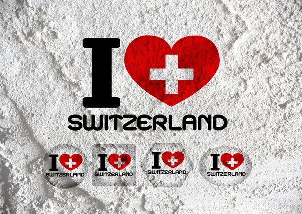 爱瑞士水泥墙纹理 b 上标志的符号的心 — 图库照片