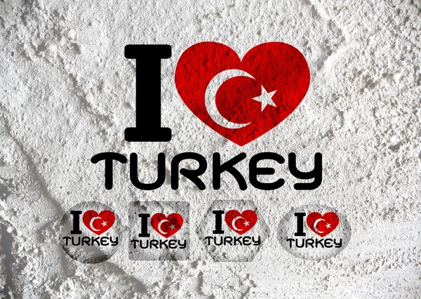 Love Turkey flag sign heart symbol on Cement wall texture backgr — Stock Photo, Image