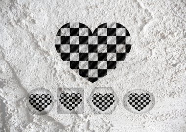 Love checkered  flag sign heart symbol on Cement wall texture ba clipart