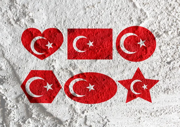 Amor Turquía signo de la bandera símbolo del corazón en la pared de cemento textura backgr — Foto de Stock