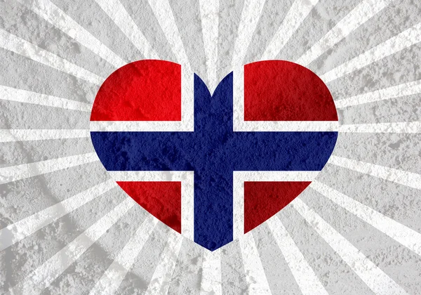 Love Norway flag sign heart symbol on Cement wall texture backg — Stock Photo, Image