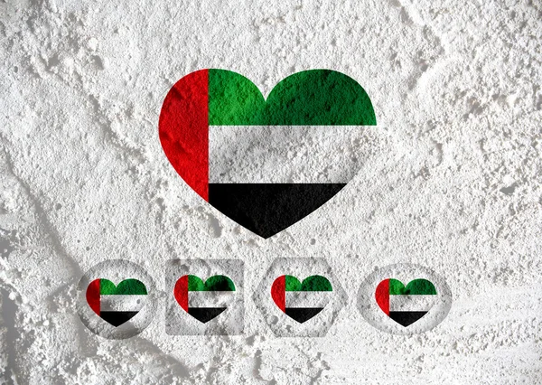 Love  United Arab Emirates flag sign heart symbol on Cement wal — Stock Photo, Image