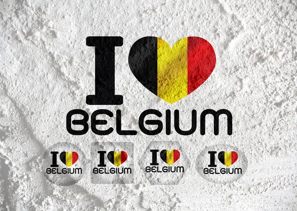 Belçika bayrak işareti kalp simgesi çimento duvar seviyorum bac doku — Stok fotoğraf