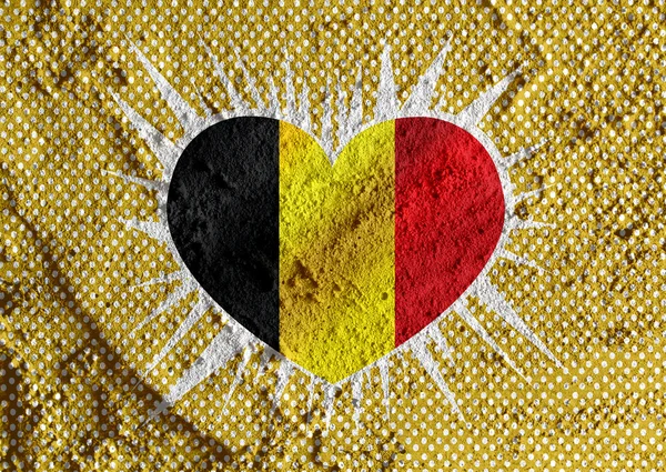 Love Belgium drapeau signe coeur symbole sur le mur de ciment texture bac — Photo