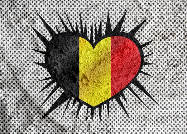 Love Belgium drapeau signe coeur symbole sur le mur de ciment texture bac — Photo