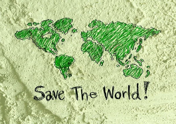 Cinta Globe Ide bumi pada desain latar belakang tekstur dinding semen — Stok Foto