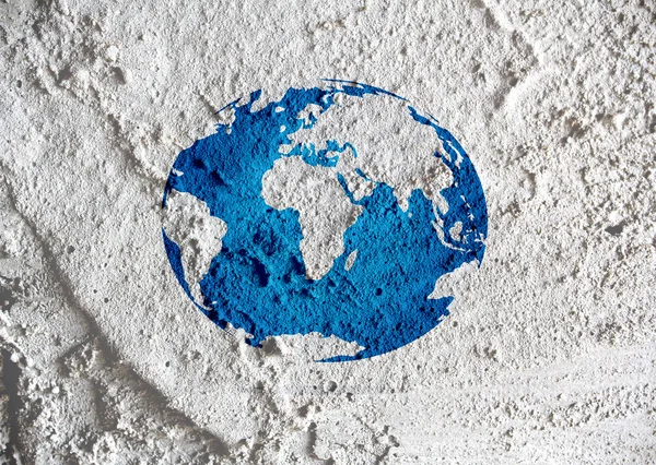 Globe earth idea   on Cement wall texture background design — Stock Photo, Image