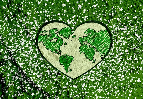 Love Globe earth  idea on Cement wall texture background design — Stock Photo, Image
