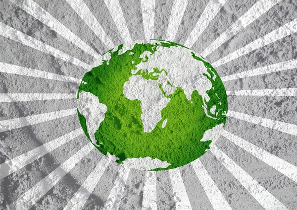 Globe earth idea   on Cement wall texture background design — Stock Photo, Image