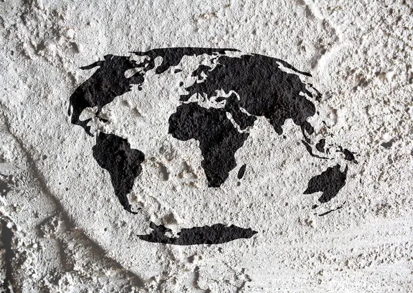 Globe earth idea   on Cement wall texture background design — Stock Photo, Image