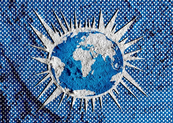 세계 지구 아이디어에 시멘트 벽 텍스쳐 배경 디자인 — 스톡 사진