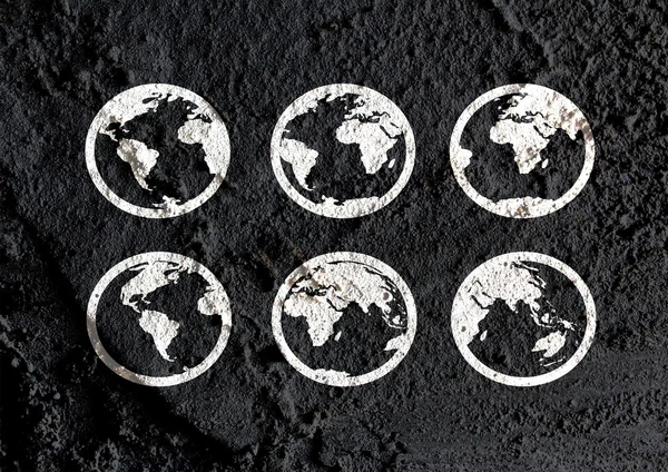 Globe earth idea   on Cement wall texture background design — Stock Photo, Image