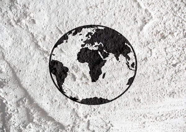 Globus Erde Idee auf Zementwand Textur Hintergrund Design — Stockfoto