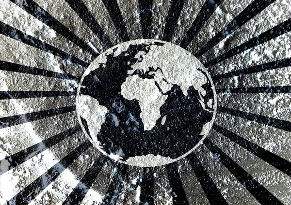 Globus Erde Idee auf Zementwand Textur Hintergrund Design — Stockfoto