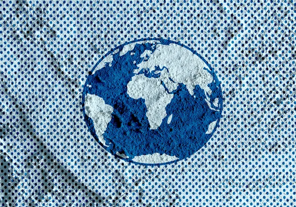 セメント壁テクスチャ背景デザイン上の世界地球のアイデア — ストック写真