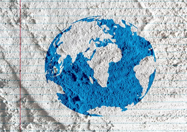 세계 지구 아이디어에 시멘트 벽 텍스쳐 배경 디자인 — 스톡 사진
