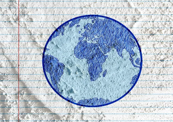 Globe föld ötlet a cement fal szerkezet háttérben tervezés — Stock Fotó
