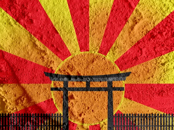 Japan Gate på Cement væg tekstur baggrund design - Stock-foto