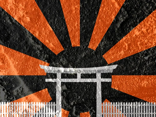 Japan gate auf zementwand textur hintergrund design — Stockfoto