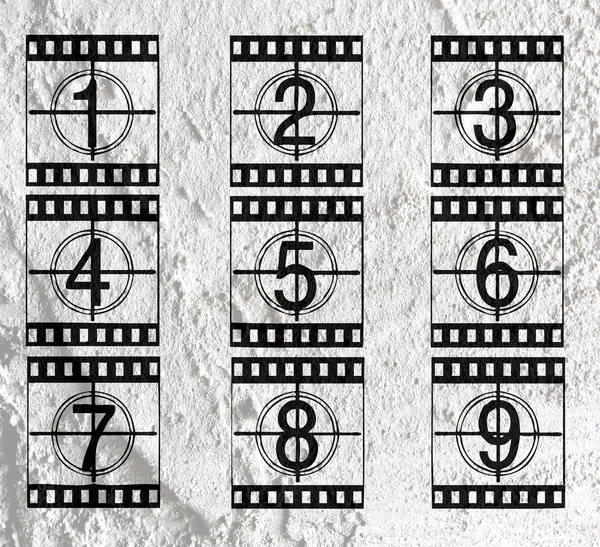 Film strip illustration ljud equalizer på cement vägg konsistens — Stockfoto