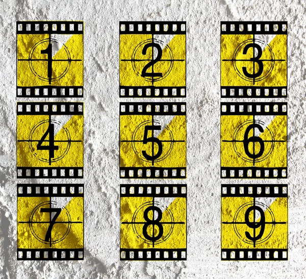 Filmstreifen Illustration Sound Equalizer auf Zementwand Textur — Stockfoto