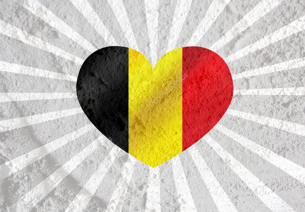  Love Belgium  flag sign heart symbol on Cement wall texture bac