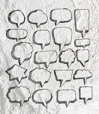 Çimento duvar dokusu adam konuşma balonu arka plan tasarımı