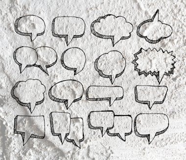 Çimento duvar dokusu adam konuşma balonu arka plan tasarımı