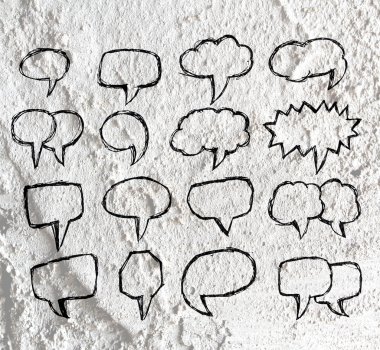 Çimento duvar dokusu adam konuşma balonu arka plan tasarımı