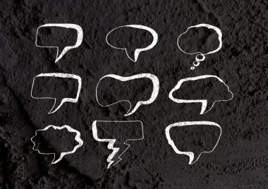 Çimento duvar dokusu adam konuşma balonu arka plan tasarımı