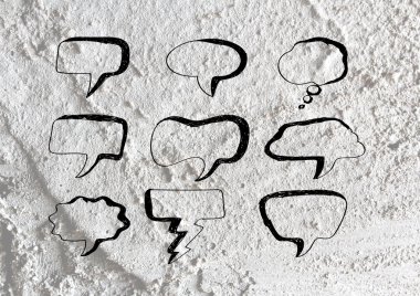 Çimento duvar dokusu adam konuşma balonu arka plan tasarımı