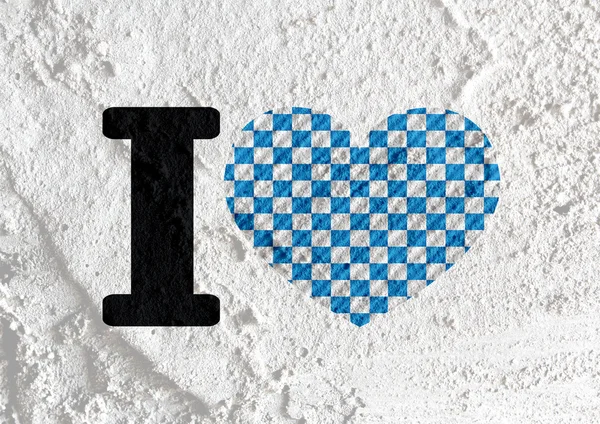 Love checkered  flag sign heart symbol on Cement wall texture ba — Stock Photo, Image