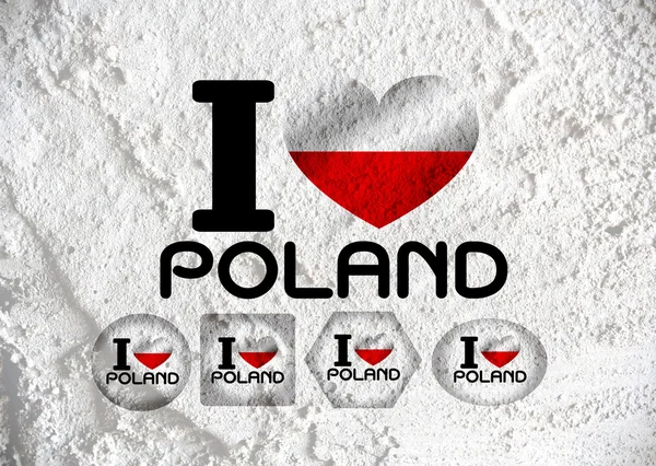 Love Poland drapeau signe coeur symbole sur ciment mur texture backgr — Photo